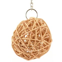 Woven Vine Ball On Chain Parrot Toy - Large