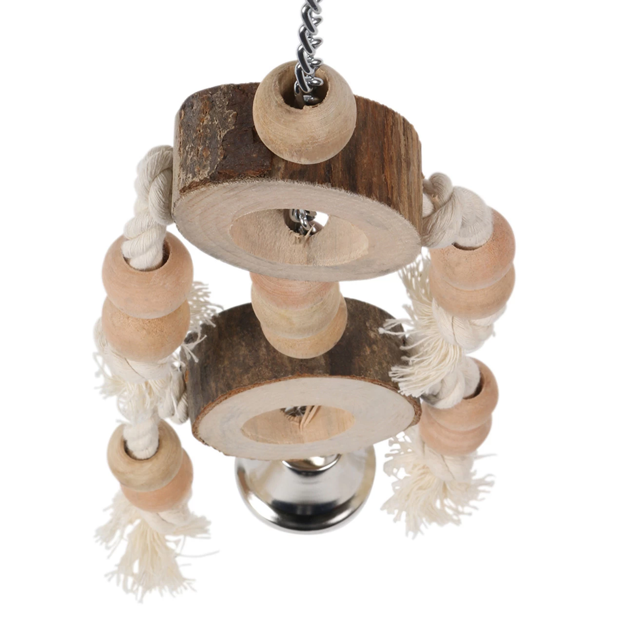 Naturals Wood & Rope Double Log Slices Parrot Toy - Image 3
