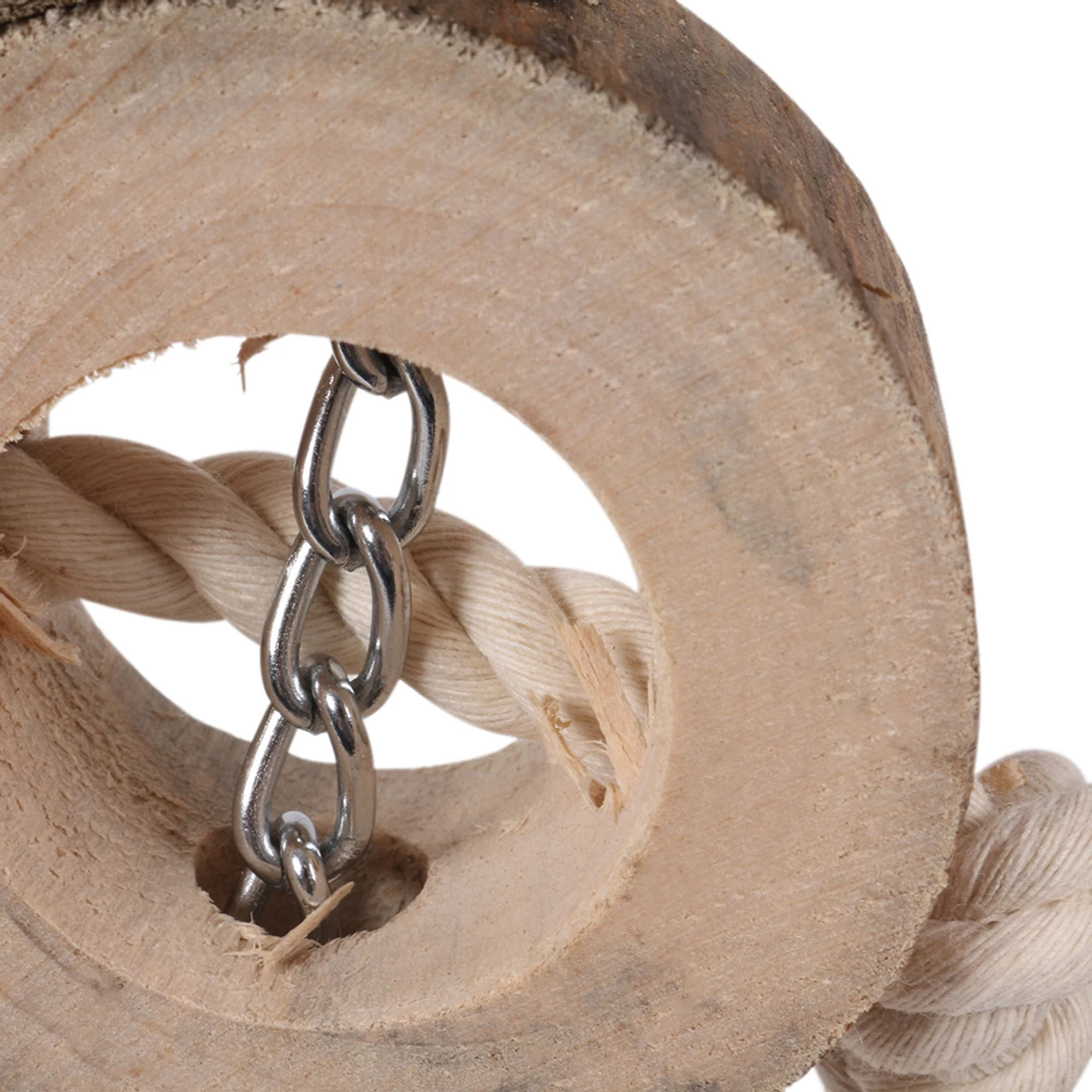 Naturals Wood & Rope Double Log Slices Parrot Toy - Image 5