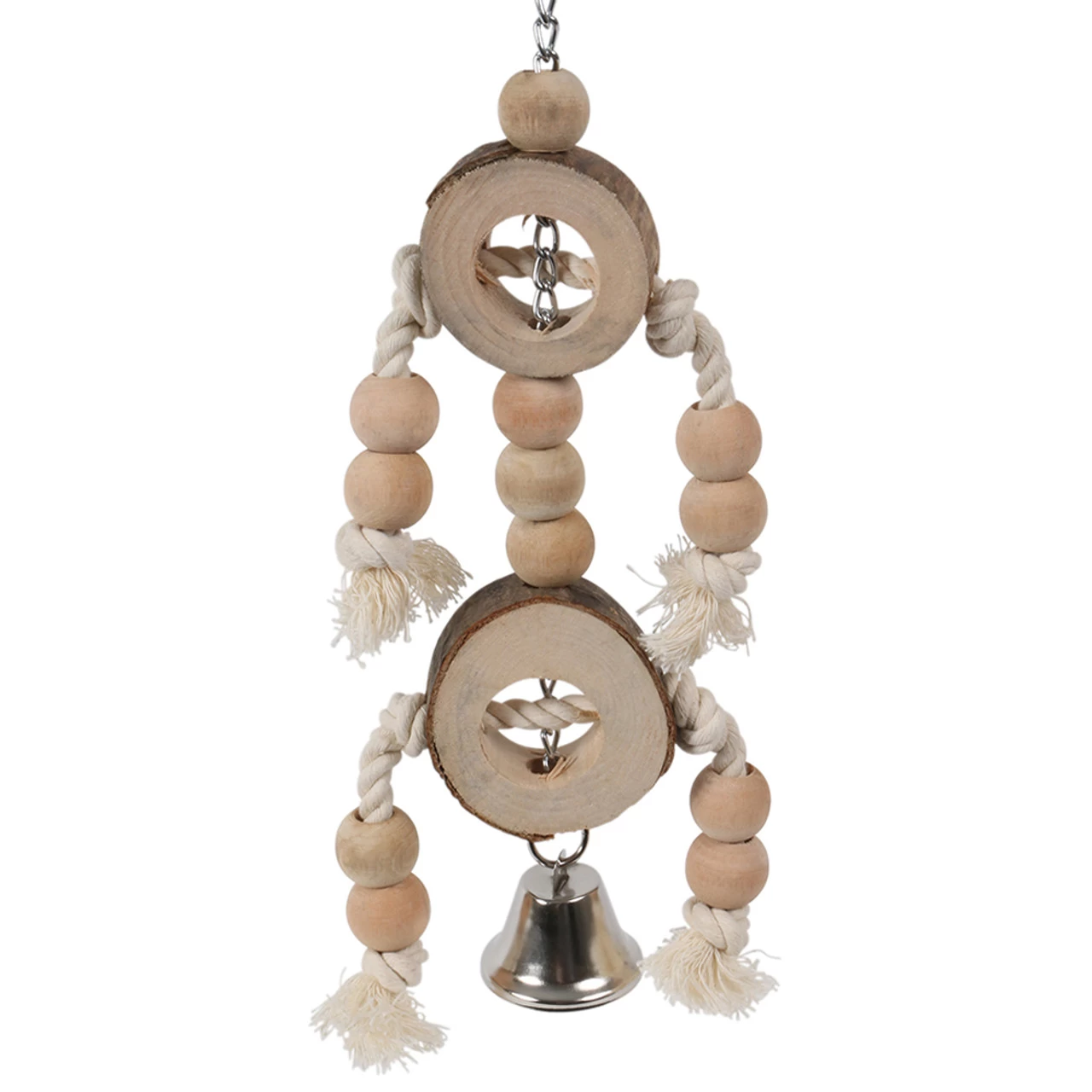 Naturals Wood & Rope Double Log Slices Parrot Toy