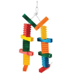 Twin Wavy Blocks Stacker Parrot Toy