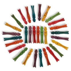 32 Coloured Wood Drilled Clothes Pins Parrot Toy Making Parts