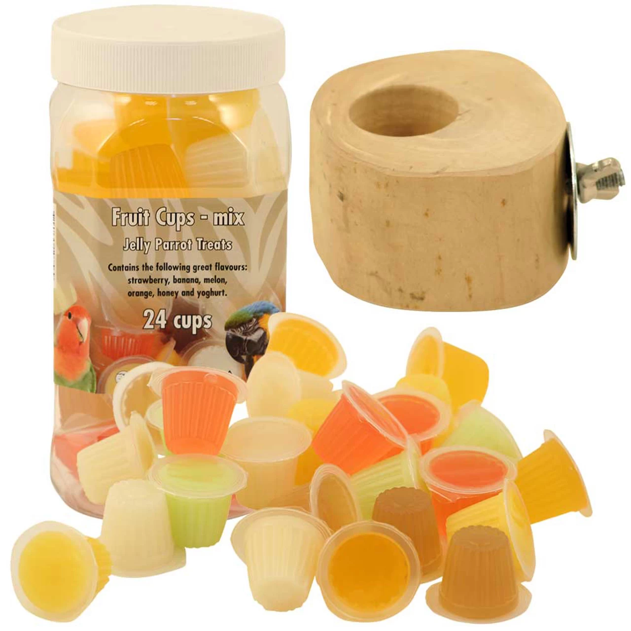 Tub Of 24 Assorted Jelly Cups And Holder Bundle