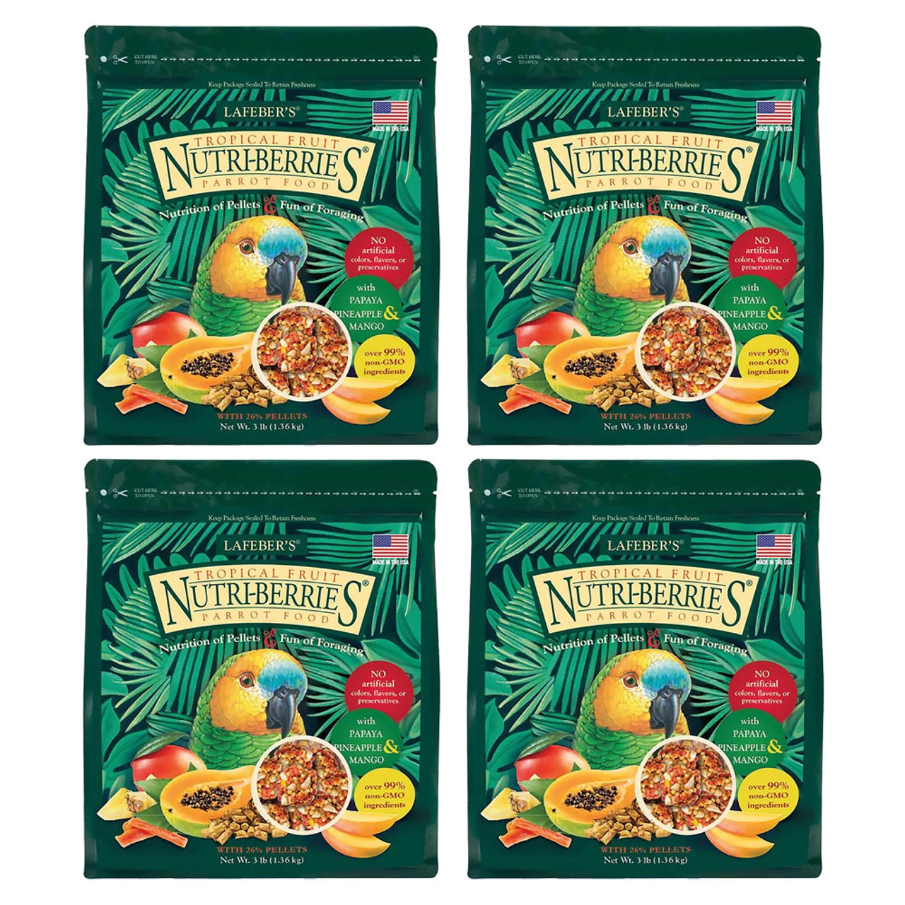 Lafeber NutriBerries Tropical Fruit Complete Parrot Food 1.36kg - Case Of 4