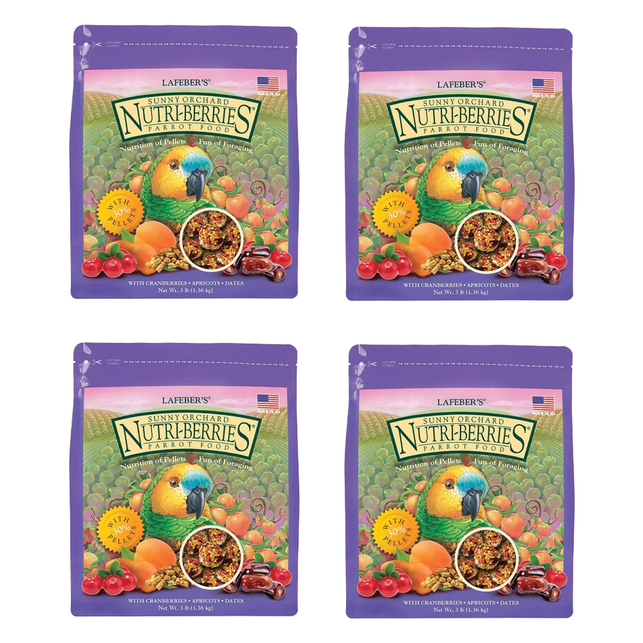 Lafeber NutriBerries Sunny Orchard 1.36kg Complete Parrot Food Case Of 4