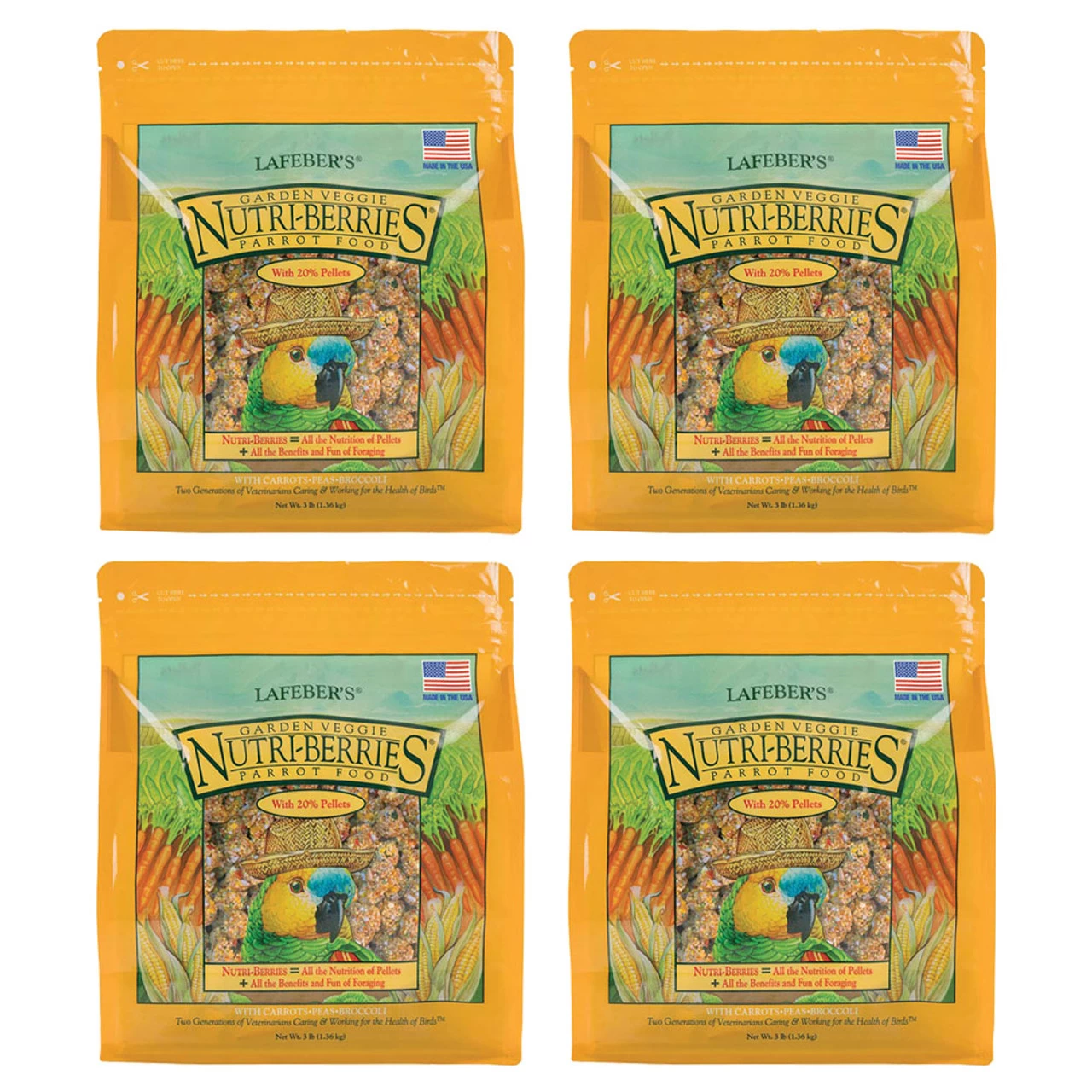 Lafeber NutriBerries Garden Veggie 1.36kg Complete Parrot Food Case Of 4