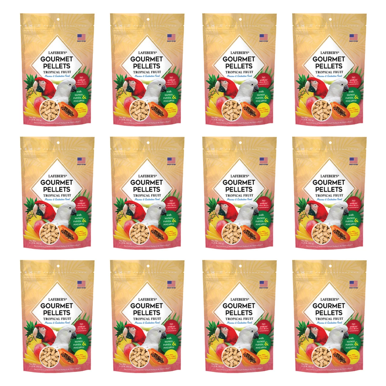 Lafeber Gourmet Pellets Tropical Fruit 567g Large Parrot Complete Food Case Of 12